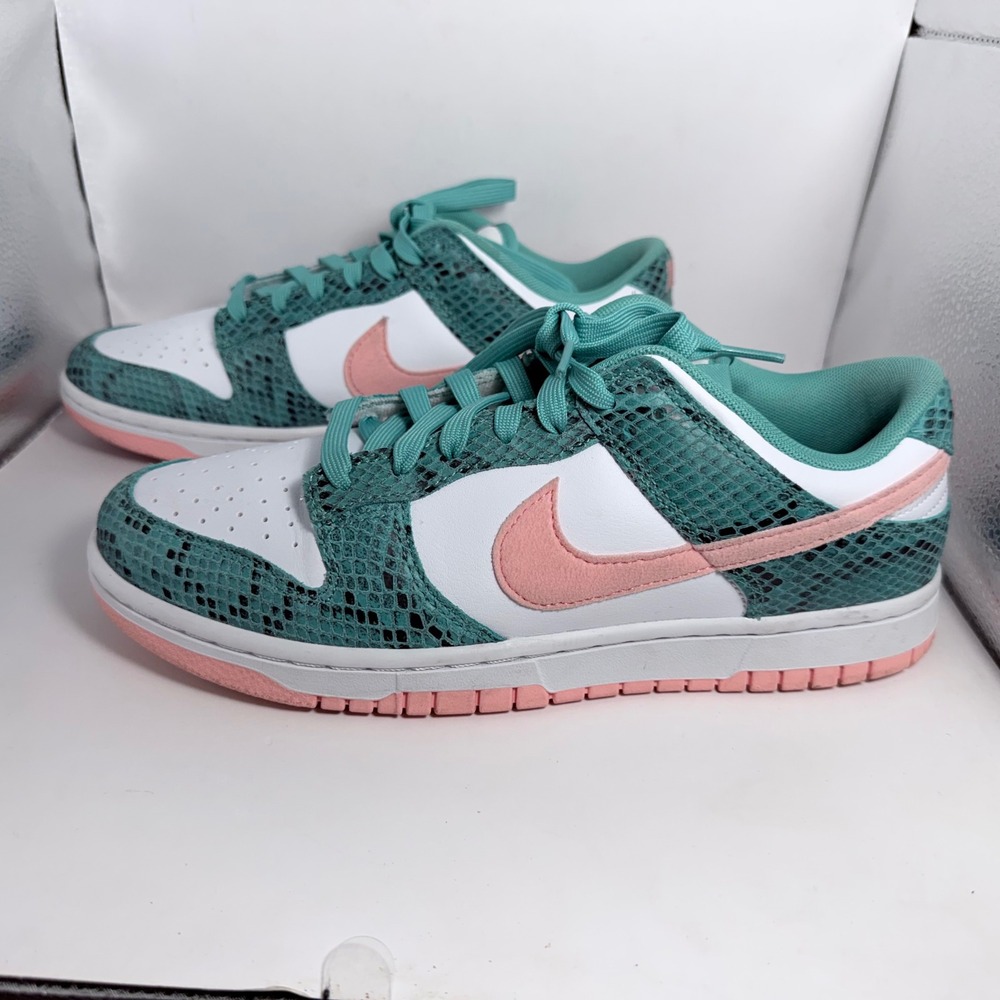 Nike Dunk Low Snakeskin Washed Teal Bleached Coral Womens 8.5 DR8577-300